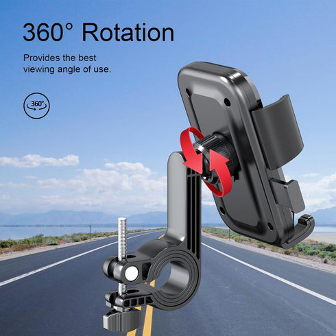 Bike Phone Holder, One Hand Operation and 360° Rotatable Phone Holder for Motorcycle and ATV Scooter, Compatible with iPhone, Samsung 4" - 6.9", (...