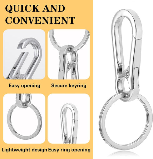 Mozeat Lens 3 Pcs Metal Keyring Keychain Clip Keychains Key Ring Chain Hook Clips Holder Organizer for Car and Keys Finder for Men Women Black Sil...