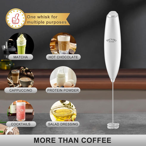 Powerful Milk Frother with Stand with Double Whisk, Handheld Electric Foam Maker, Hand Mixer Wand, Portable Mini Blender Foamer Stirrer for Coffee...