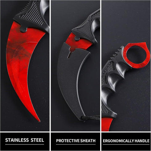 Karambit Knife Fixed Blade Tactical Camping Tool, 2 Pieces Stainless Steel Outdoor Hunting Knife with Sheath and Cord, Suitable for Hiking, Advent...