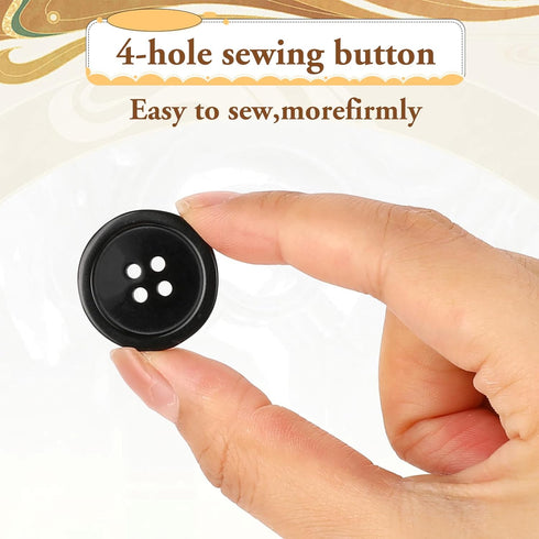 Black Sewing Buttons with Compartment Box, 100 Pcs 5 Sizes Sewing Buttons for Crafts 4-Hole Round Craft Buttons Mixed Resin Buttons for Shirt Pant...