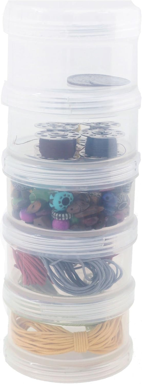 Paylak Containers Storage Small Impact Resistant Stackable Clear 5 For Beads Crafts Findings Small Items 2.50" Round...
