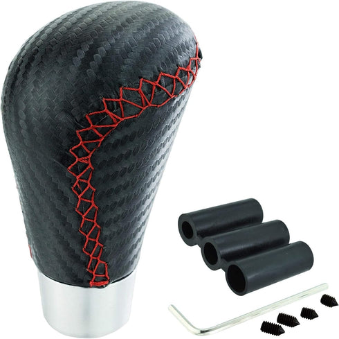 Lunsom Leather Shifter Knob R Style Shift Stick Handle Head Car Gear Lever Accessory for Most Manual Transmission Vehicle (Black)...