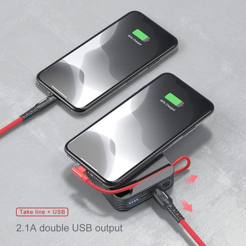 Portable Charger 10000mAh Power Bank, iPhone Charger,Ultra Compact Backup Battery with Built in Cable Compatible with iPhone 11/XS/XR/X/8/8P/7/6/6...