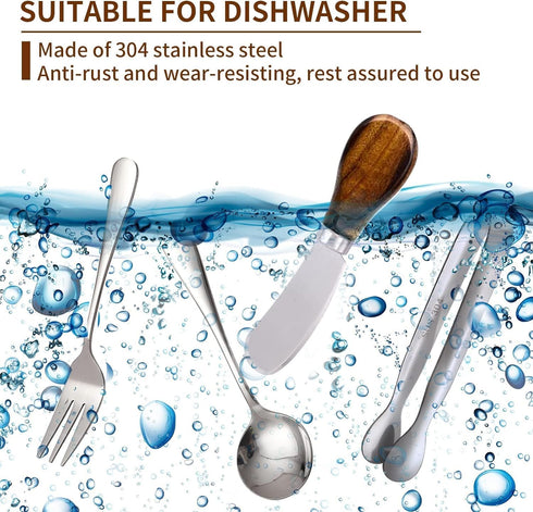 Charcuterie Accessories (14 Pcs), Cheese Spreaders for Charcuterie Board, Mini Serving Spoons, Forks and Mini Serving Tongs - Charcuterie Utensils...