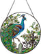 Peacock Stained Glass Suncatcher Window Wall Hanging Decor Ornament 6.5''*6.5'', Hand-Painted Sun Catcher Glass Panel Decor Art Home Garden Decor ...