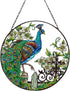 Peacock Stained Glass Suncatcher Window Wall Hanging Decor Ornament 6.5''*6.5'', Hand-Painted Sun Catcher Glass Panel Decor Art Home Garden Decor ...
