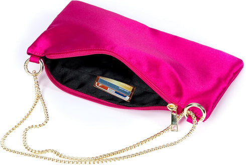 Women Satin Evening Handbag Wedding Prom Clutch Purse Formal Cocktail Party Clutches Shoulder Bag with 2 Bag Chains...
