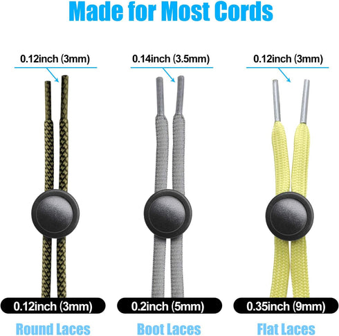 Plastic Cord Locks Double Hole Spring Toggle Stopper for Shoelaces, Drawstrings, Paracord, Bags, Clothing, Black...