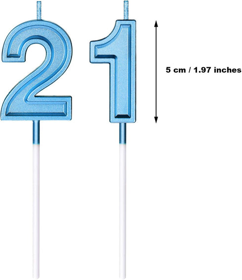 21st Birthday Candles Cake Numeral Happy Birthday Cake Candles Topper Decoration for Wedding Anniversary Celebration Favor(Blue)...