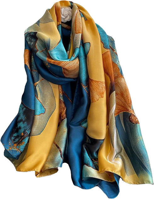 Fashion Scarves 100% Satin Silk Scarf Long Lightweight Sunscreen Shawls Wraps for Women Hair Scarves...