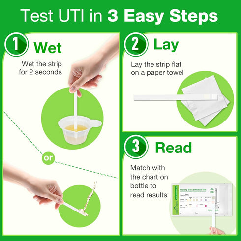 Easy@Home 10 Individual Pouch Urinary Tract Infection FSA Eligible Test Strips, UTI Urine Testing Kit for Urinalysis and Detection of Leukocytes a...
