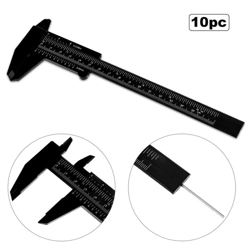 Honoson 10 Pieces 150 mm Mini Plastic Caliper Vernier Caliper Double Scale Sliding Gauge Measuring Tool for Student Office, 0-6 Inch, Black...
