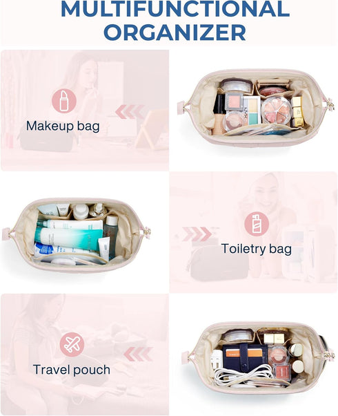BAGSMART Makeup Bag Travel Cosmetic Bag, Puffy Padded Make Up Bags for Women Makeup Organizer Case, Wide-open Pouch Purse Travel Essentials Toilet...