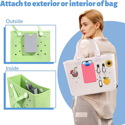 Silicone Phone Holder Compatible with Bogg Bag, Insert Bogg Bag Accessories Charms Attachment for Beach Tote Bag, Wide Size Fits for All Cell Phon...