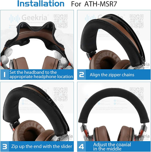 Geekria Flex Fabric Headband Cover Compatible with ATH-MSR7, ATH-MSR7NC, ATH-MSR7BK, ATH-MSR7GM Headphones, Replacement Repair Part, Easy DIY Inst...