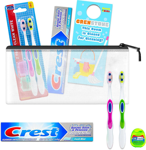 Oral Care Traveling Kit for Adults - Bundle with Travel Toothbrush, Floss, Toothpaste, and More for Men and Women | TSA Friendly Toothbrush Set...