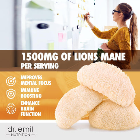DR. EMIL NUTRITION 10 Mushroom Supplement for Mental Clarity, Focus & Immune Support - Functional Mushroom Nootropic Supplement with Lions Mane Ex...