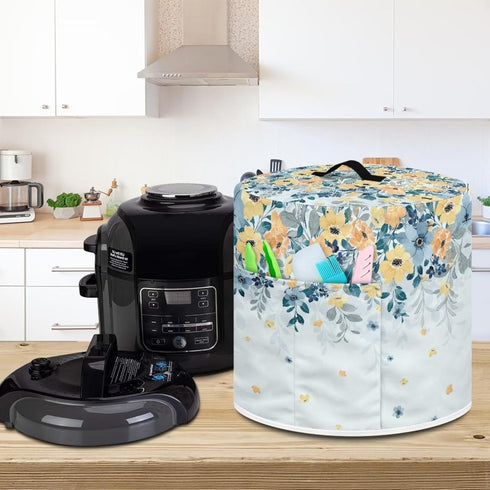 Round Dust Cover for Kitchen Appliance Protective Cover,Floral Printed Durable Rice Cooker Air Fryer Cover 8Qt...