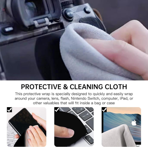 BEIYANG Camera Protective Wrap, Lens Protector Wrapper, 17.7X17.7 Inch Black Magic Self-Adhesive Cloth for Camera/Lens/Phone/DSLR/Laptop/Accessori...