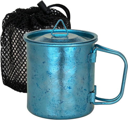 TiTo Titanium Cup Titanium Pot with Lid Ultralight Portable 300ml Foldable Handle Camping Tea Coffee Water Mug for Outdoor Backpacking Hiking Picn...