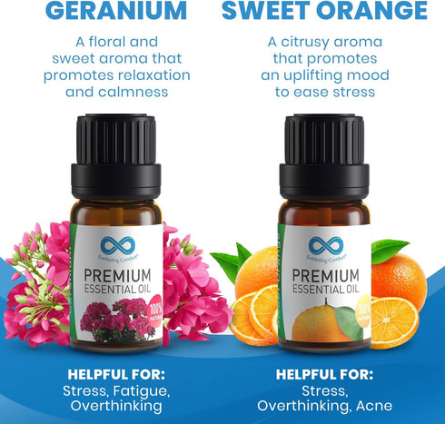 Everlasting Comfort Pure Essential Oils Set - Natural Aromatherapy Essential Oils for Diffuser, Humidifier, Home, Skin - Lavender, Geranium, Vanil...