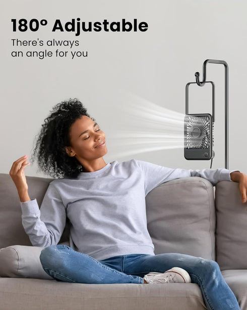 Koonie USB Desk Fan, Strong Wind Ultra Quiet Small Personal Fan with 180° Tilt Folding and 3 Speeds Adjustable, USB-C Corded Powered Mini USB Fan ...