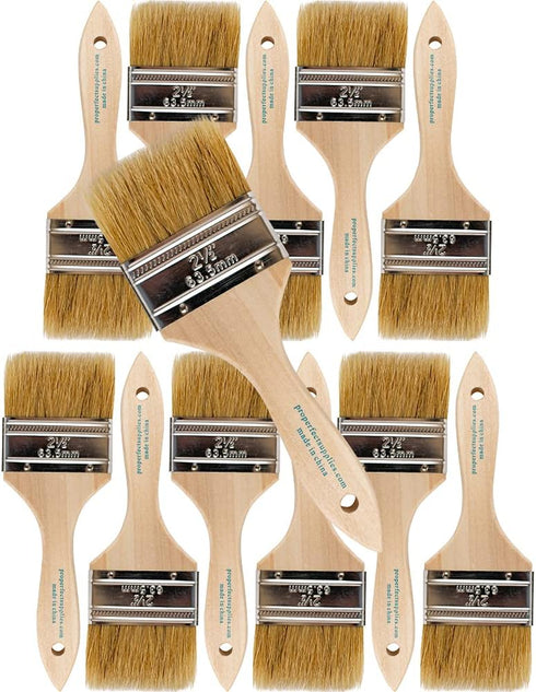 Pro Grade Chip Paint Brushes - 12-Pack - 2.5" Chip Brushes for Paints, Stains, Varnishes, Glues, & Gesso - Home Improvement - Interior & Exterior ...