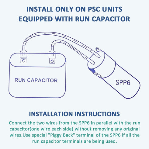 SPP6 Hard Start Kit for Air Conditioner,AC Hard Start Capacitor,Increases Starting Torque 500% from 4,000 BTU Window Units to 120,000 BTU Commerci...