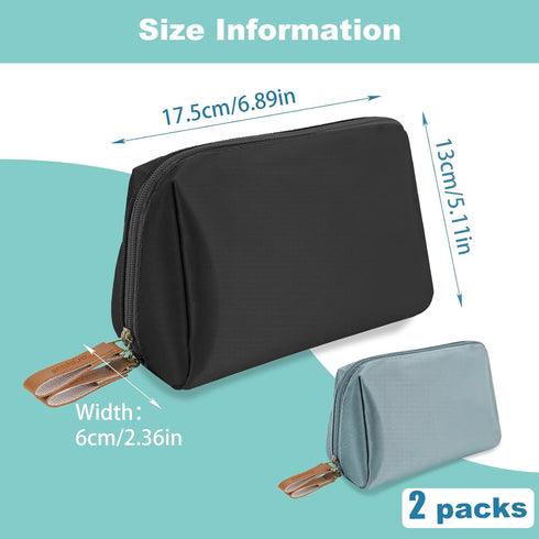 2 Pack Portable Small Makeup Bag for Purse, Waterproof Cosmetic Pouch Bags with Zipper, Travel Skin Care Pouches for Women Skincare Make Up Toilet...