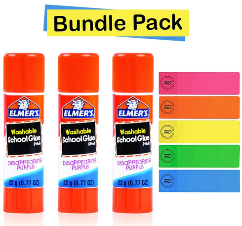 Elmers Glue Sticks 3 Count Glue Sticks Bulk 0.77 Ounce Purple Glue Stick - School Supplies for Kids, Liquid School Glue...