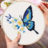 tyrixma 3 Sets Embroidery Starter Kit with Butterfly Flower Pattern for Beginners, Cross Stitch Kits for Adults with 3 Embroidery Hoops, Color Thr...