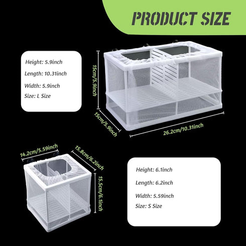 Fish Breeder Box Fish Aquarium Isolation Box Fish Divider Breeder Box with Suction Cups for Baby Fishes Shrimp Clownfish Guppy White...