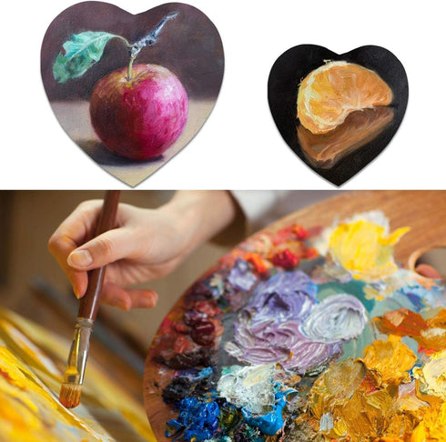 GGOUPTY Heart-Shaped White Canvas Board Stretched Canvas White Blank Canvas Frame Art Craft Set of 2 (8/12 inch) for Acrylilc Painting Oil Paint A...