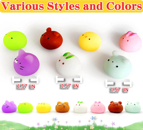 6 Pcs Mochi Squishy Toys for Kids Party Favors, Mini Round Animals Toys Kawaii Squishies for Classroom Prizes, Easter Basket and Goodie Bag Stuffe...