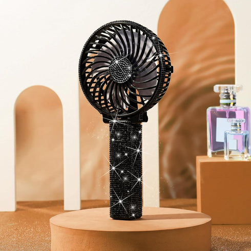 Mudder Crystal Bling Rhinestone Mini Handheld Fan Portable Usb Rechargeable Fan Battery Operated Small Folding Personal Fan for Girls Women Outdoo...