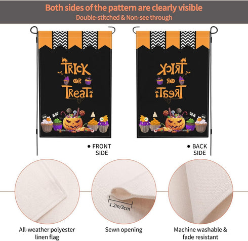 Halloween Garden Flag 12 x 18 Inch, Jack-o'-lantern Halloween Decoration Flags Double Sided Small Yard Flag for Outdoor Indoor Decor...