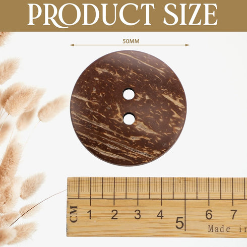 20 Pcs 2 Inches Coconut Shell Buttons Coconut 2 Holes Button Sewing Buttons for Shirt DIY Crafts Decorations...
