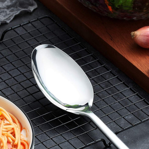 Berglander Solid Spoon, Stainless Steel Gold Handle Solid Cooking Spoon With Titanium Plating, Gold Handle Solid Serving Spoon, Kitchen Spoons, Sp...