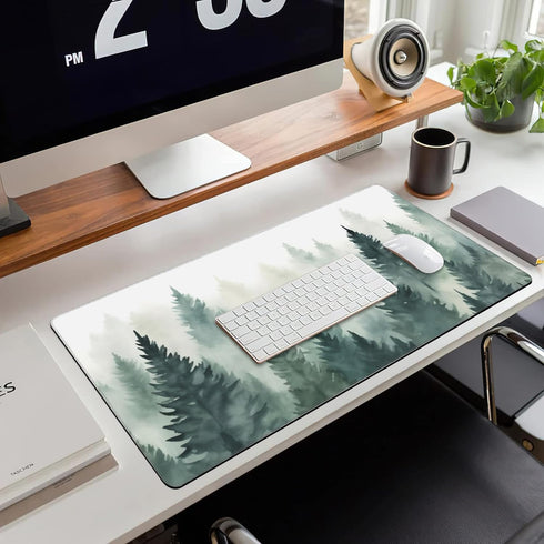 Extended Large Gaming Mouse Pad, Misty Forest Large Desk Mat for Desktop XXL, Non-Slip Rubber Base Stitched Edges Long Computer Keyboard Desk Pad ...