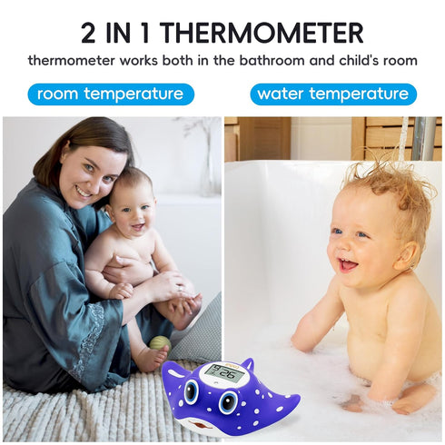 b&h Baby Bath & Room Temperature Thermometer - Digital Infant Bathtub Thermometer, Safe Toddlers Tub Time Floating Toy - Manta Ray...