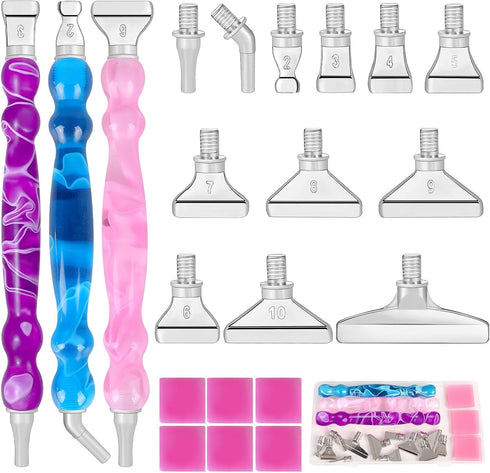 DoreenBow 21Pcs Diamond Art Painting Pen Metal Tips Kit Stainless Screw Thread Tips Multi Placer Tips Diamond Art Painting Accessories 5D Diamond ...