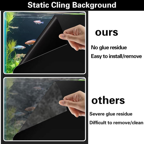 Fish Tank Aquarium Background - Black, Electrostatic Adhesion, Glue-Free, Easy Installation, Traceless Removal, Size 15.7 X 39 Inch...