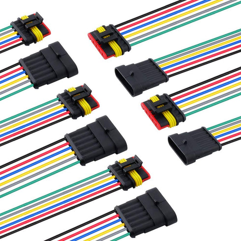 MUYI 5 Sets 6 Pin Wire Connector 18AWG Waterproof Electrical Connectors Kit with 10cm Pigtail 1.5mm Series Weatherpack Connectors (6 pin)...