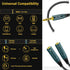 Headset Adapter, 3.5mm Headphone Mic Splitter CTIA TRRS Male to Dual TRS Female Y Audio Microphone Splitter Cable for Gaming Headset to PC, Laptop...