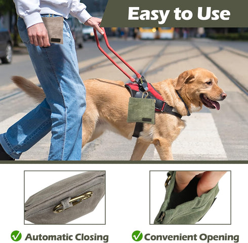 Dog Treat Bag, 2 Pack Puppy Dog Treat Pouch for Leash, Portable Hand Free Treat Bag for Dog Training, Auto Closing Pet Feed Reward Pocket for Pupp...