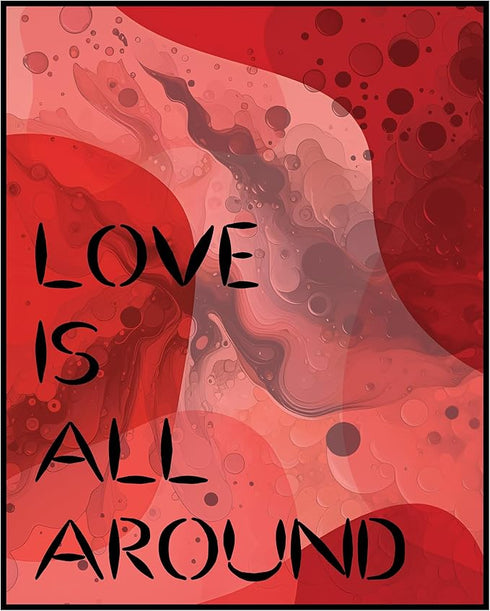 Posterizer 1 pcs-funky retro vibrant poster-love is all around-Romantic Art-Abstract & Modern Art-Living Room Bedroom Decor- unframed wall art...