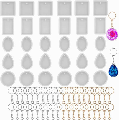 Accfore Pack of 30 Jewellery Resin Moulds,Jewellery Making Kit,DIY Jewelry Casting Molds for Resin Casting,Necklace,Pendant,Jewelry Craft Making,D...