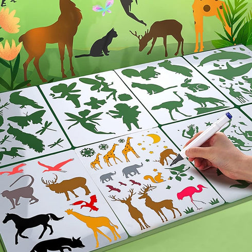 5Pcs Reusable Hollow Painting Silhouette Stencils Drawing Template Stencils Fast Draw Stencil Art Templates DIY Drawing Template Graffiti Stencils...