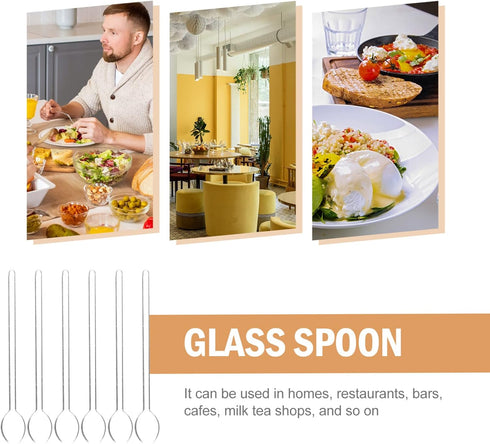 DOITOOL 6Pcs Clear Glass Espresso Spoons Teaspoons, Glass Stirring Spoons Coffee Mixing Spoons Coffee Tea Stirrers for Home Bar Party, 5.58...